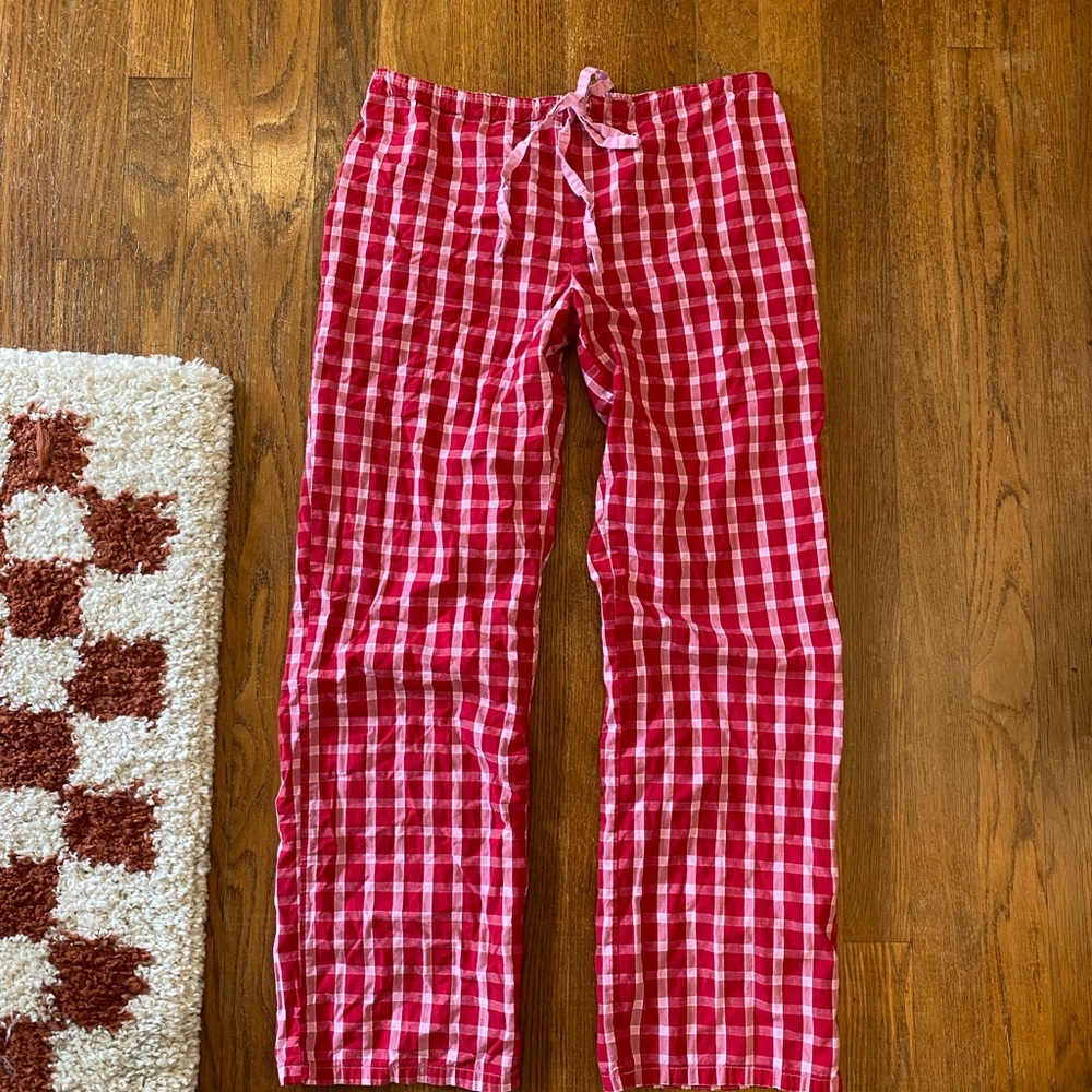 No Boundaries Y2K Red and Pink Plaid Pajama Pants